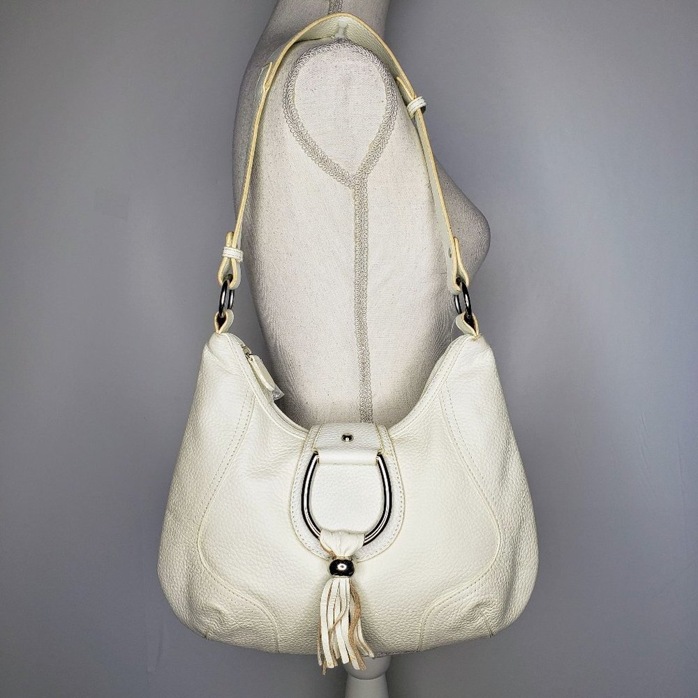 Coldwater Creek Sydney White Pebble Leather‎ Shoulder Purse